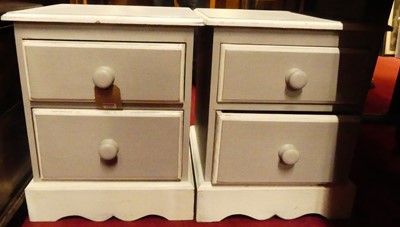 Lot 1239 - A pair of modern grey painted pine low...