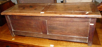 Lot 1252 - A small hardwood twin panelled hinge-top chest,...