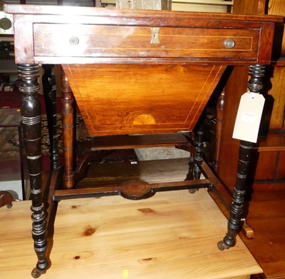 Lot 1257 - A late Victorian rosewood and satinwood inlaid...