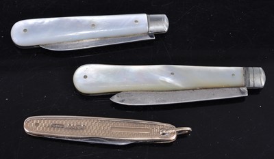 Lot 406 - A 9ct gold cased pocket fruit knife, having...