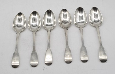 Lot 377 - A set of six Victorian silver tablespoons in...