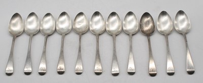 Lot 379 - A set of eleven George VI silver tablespoons...