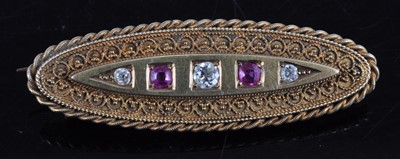 Lot 431 - A 15ct gold ruby and diamond five stone set...