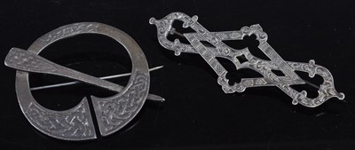 Lot 433 - A Celtic style silver buckle brooch, 52mm...