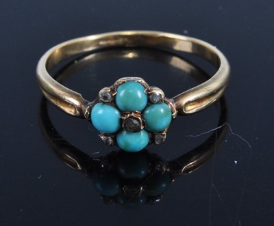 Lot 454 - An early 20th century yellow metal turquoise...