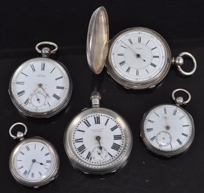 Lot 471 - A gents silver cased full hunter pocket watch...