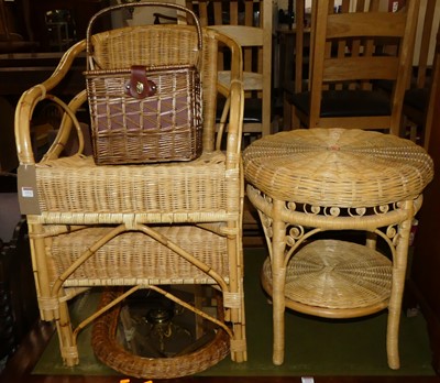 Lot 1313 - Wicker wares, to include; a pair of...