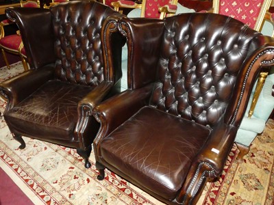 Lot 1360 - A pair of contemporary chocolate brown leather...