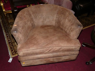 Lot 1363 - A suede tan upholstered tub chair, width 80cm