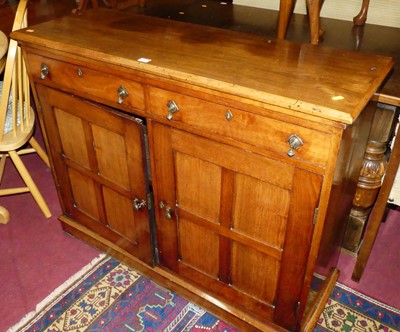 Lot 1341 - An Edwardian walnut double door side cupboard,...