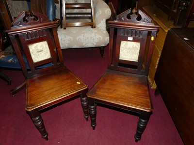 Lot 1371 - A pair of Victorian mahogany panelled seat...