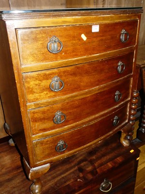 Lot 1398 - An early 20th century mahogany bowfront chest...