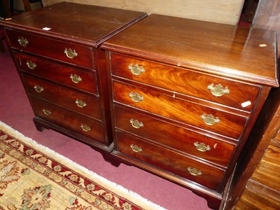 Lot 1402 - A pair of small mahogany square front chests,...