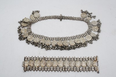 Lot 520 - An eastern white metal gatelink necklet...