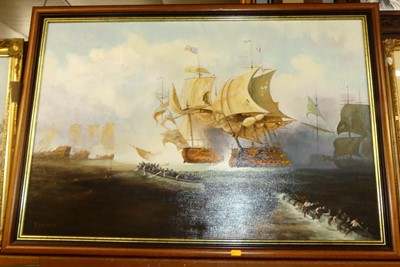 Lot 1021 - Champion - Man o' War ships heading out to sea,...