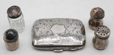 Lot 522 - A George V silver pocket cigarette case of...