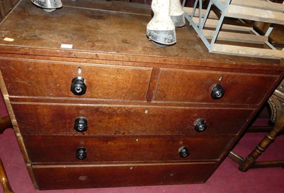 Lot 1430 - A 19th century oak chest of two short over...