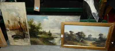 Lot 1039 - B Lambert - River Landscape with Windmill, oil...