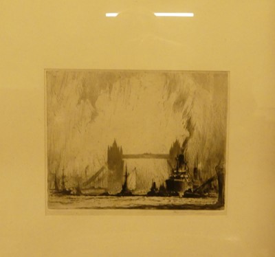 Lot 1054 - R Robertson - The Thames at Tower Bridge,...