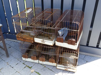 Lot 1449 - Six wirework portable bird cages