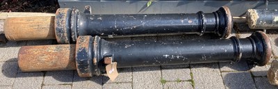 Lot 1455 - A pair of Broxap cast iron bollards, each...