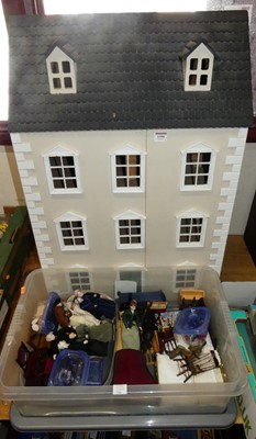 Lot 1506 - Three storey dolls house with a box of various...