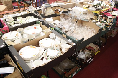 Lot 684 - Five boxes of glassware and ceramics, to...