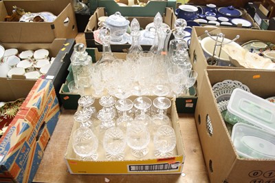 Lot 690 - Two boxes of cut and pressed glassware, to...