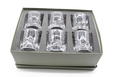 Lot 560 - A set of six modern Christofle whisky tumblers,...