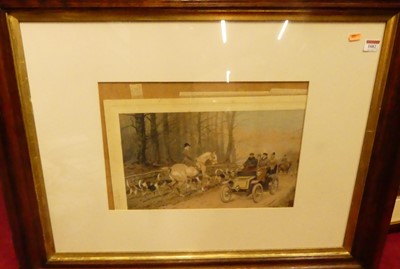 Lot 1082 - A set of four oak framed hunting prints, each...