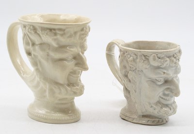 Lot 577 - A 19th century creamware Bacchanalian mask mug,...