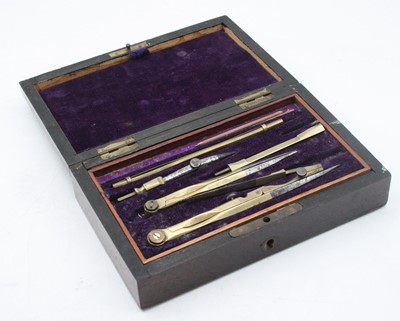 Lot 591 - A Victorian rosewood cased draughtsman's set