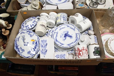 Lot 705 - Three boxes of ceramics, to include a blue and...