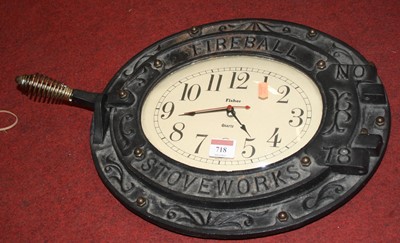 Lot 718 - A Fisher Quartz Fireball Stoveworks wall clock