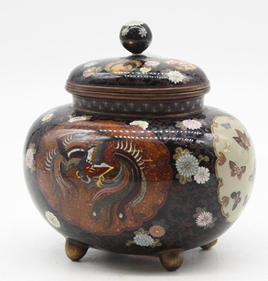 Lot 615 - A Japanese cloisonne enamelled vase and cover,...