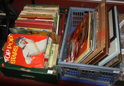 Lot 759 - Two boxes of vintage records, pictures and books