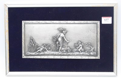 Lot 637 - A modern pewter plaque. of rectangular form,...