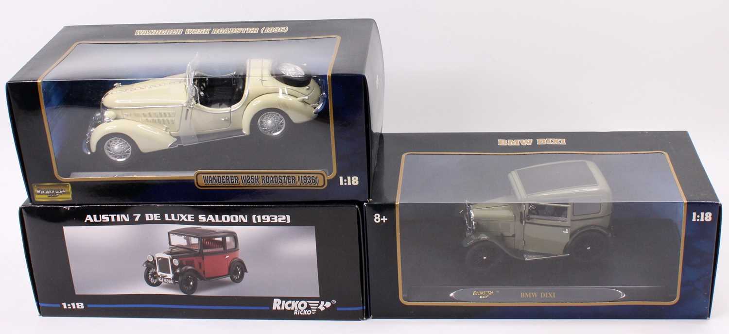 Lot 865 - Ricko 1/18th scale diecast, 3 examples to...