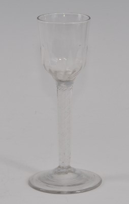 Lot 2117 - A circa 1765 wine glass, the basal fluted ogee...