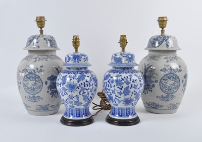 Lot 20 - A pair of modern Chinese blue and white glazed...