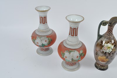 Lot 28 - A pair of Victorian milk glass vases,...