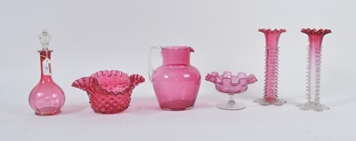 Lot 41 - A collection of Victorian cranberry glassware,...