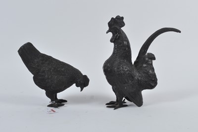 Lot 43 - A modern bronzed model of a cockerel, h.28.5cm;...