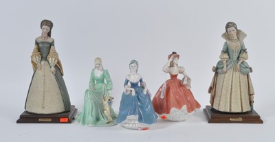 Lot 44 - Three Coalport porcelain figures of ladies,...
