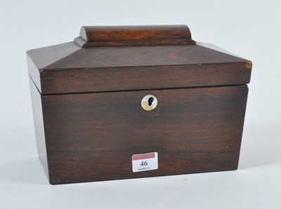 Lot 46 - A mid-19th century rosewood tea caddy, of...
