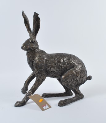 Lot 54 - A modern bronzed model of a hare, h.49cm (a/f)