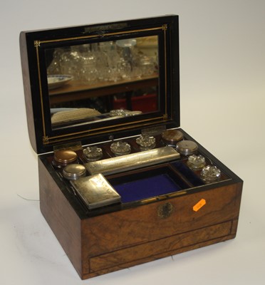 Lot 102 - A Victorian burr walnut travelling box, having...