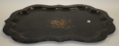 Lot 170 - A large Victorian papier-mache tray, decorated...