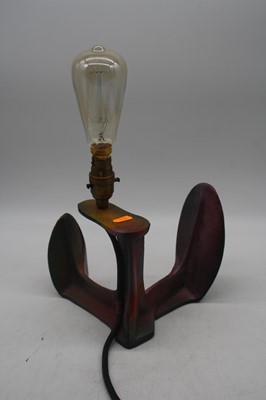 Lot 175 - A cast iron shoe-last converted into a table lamp
