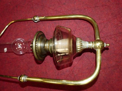 Lot 179 - A Victorian brass hanging oil lamp, h.83cm